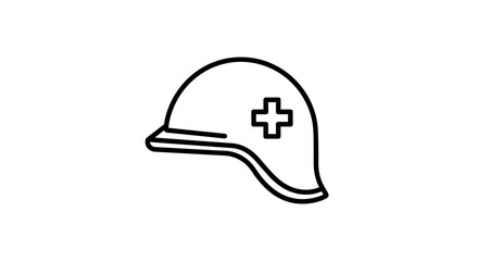 Fototapeta premium Medical Helmet Icon with Cross Symbol - Military Health Care Concept