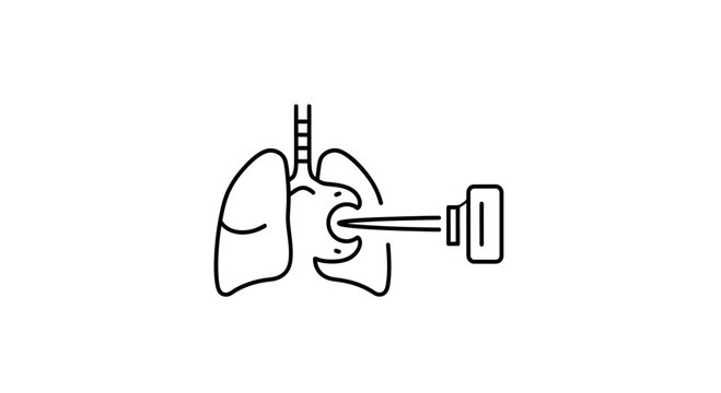 Medical Illustration of Bronchoscope Entering Lungs for Examination or Treatment