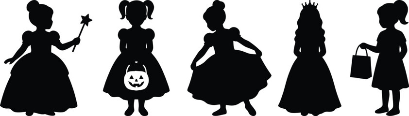 Silhouette princesses and halloween girl icons © RUMA AKTHER