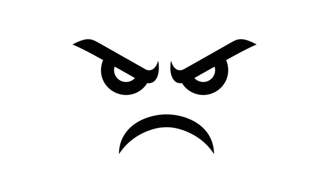 Angry face emoticon with eyebrows.