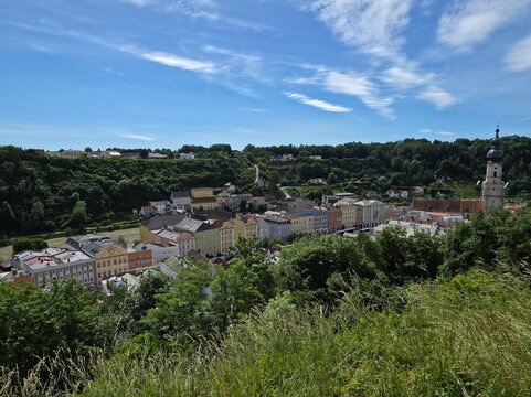 Burghausen Panorama Burg und Altstadt, Bayern, Deutschland