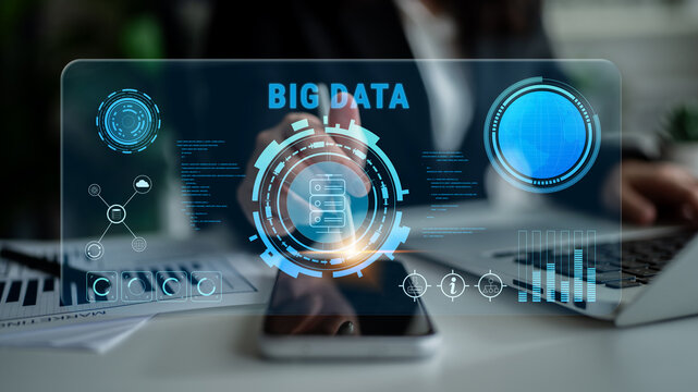 Big Data analytics technology for business intelligence and insights. A concept of processing and visualizing large datasets for strategic decisions. Motif