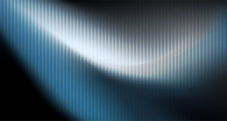 Glass texture with dark gradient background and dark blue, grey and white streaks. ripple pattern, Futuristic distortion, abstract glow, reeded vertical blur Vector illustration © Umi