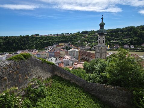 Burghausen Panorama Burg und Altstadt, Bayern, Deutschland
