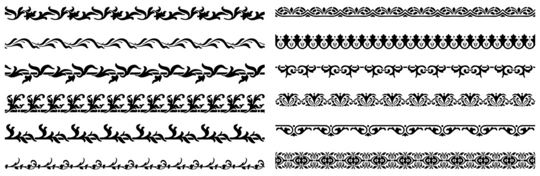 Decorative Repeating Border Pattern Heart Triangle Vector Set