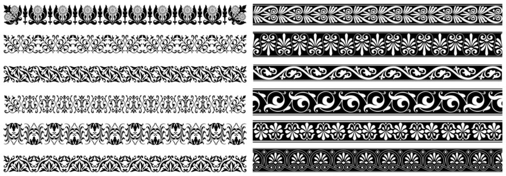 Decorative Repeating Border Pattern Heart Triangle Vector Set
