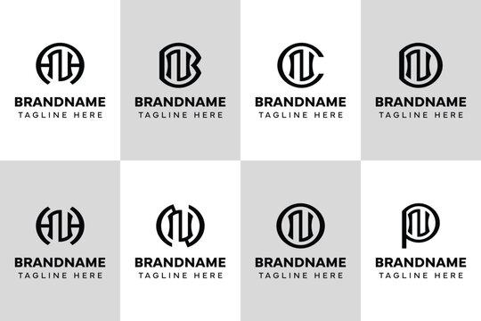 Letters NA NB NC ND NH NN NO NP Monogram Logo Set, for AN BN CN DN HN NN ON PN initials