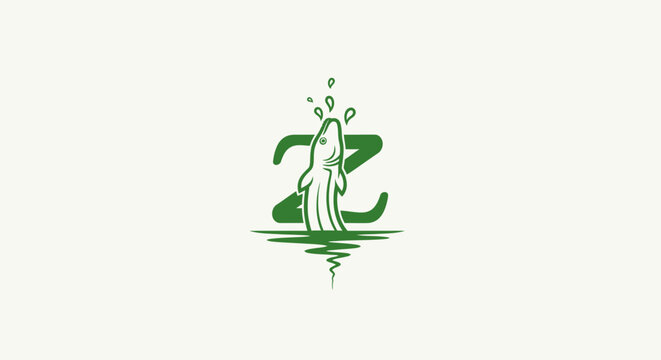 Green stylized lizard logo with leaf tail design.