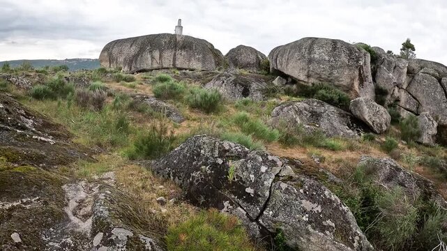 Boulders in Castro de Santiago archaeological site, parish of Figueir&oacute; da Granja, Fornos de Algodres, district of Guarda, Portugal