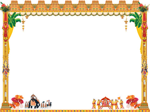 Rich Festive Stage Banner with Royal Caravan and Wedding Doli