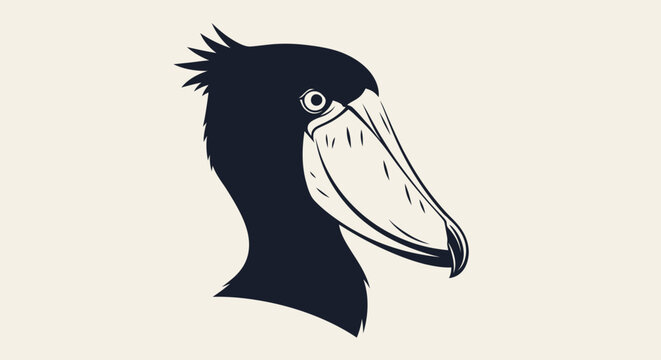 Spoon billed bird head profile view.