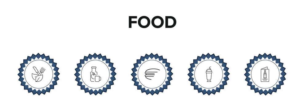 food outline icon set. organic food, cider, arons, drinks menu and more. linear vector collection. editable stroke