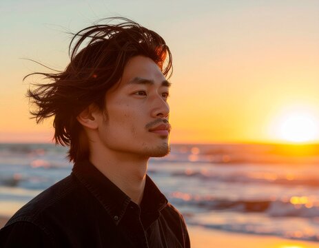young man on the beach