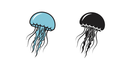 Two jellyfish swimming in ocean. © agus