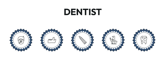 dentist outline icon set. sick boy, maxilla, toothpaste tube, bicuspid and more. linear vector collection. editable stroke © Design_Farm