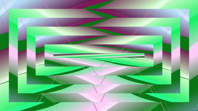 Abstract Geometric Gradient Background with Concentric Green and Purple Rectangular Frames for Modern Design