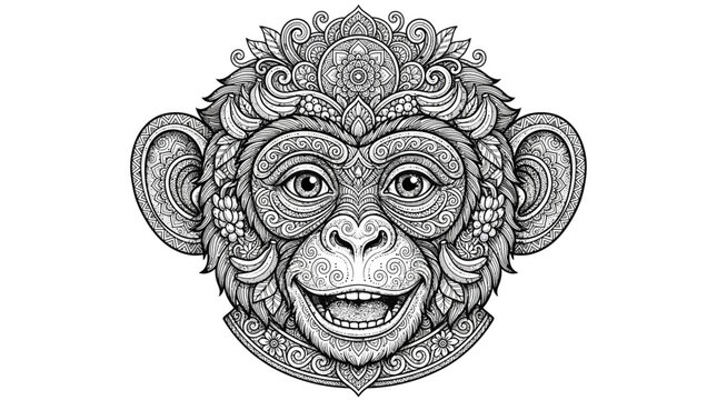 Intricate Monkey Face Mandala Tattoo Design