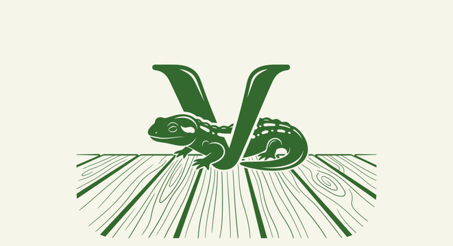 Green lizard forming a checkmark symbol illustration.