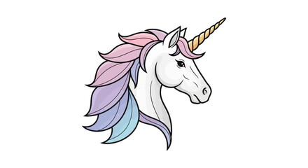 White Unicorn Head with Colorful Mane. © nita
