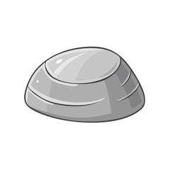 Fototapeta premium Simple Cartoon Grey Smooth Stone Isolated on White Background