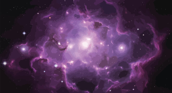 Vibrant purple nebula in deep space with stars and stardust
