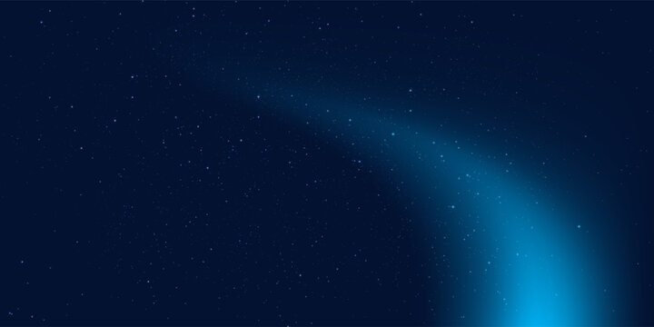 Dark deep blue universe background with bright stars and milky way forming abstract outer space galaxy. Cosmic night sky for astronomy theme.