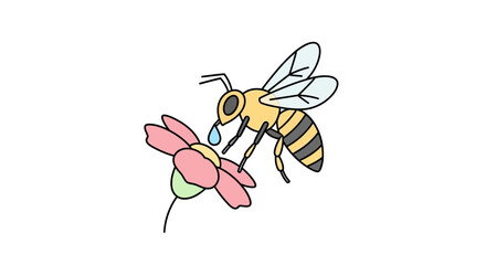 Bee collecting nectar from flower. © Gagah