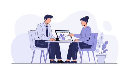 Fototapeta premium Doctor and patient discussing medical results on a tablet, healthcare consultation, modern clinic setting