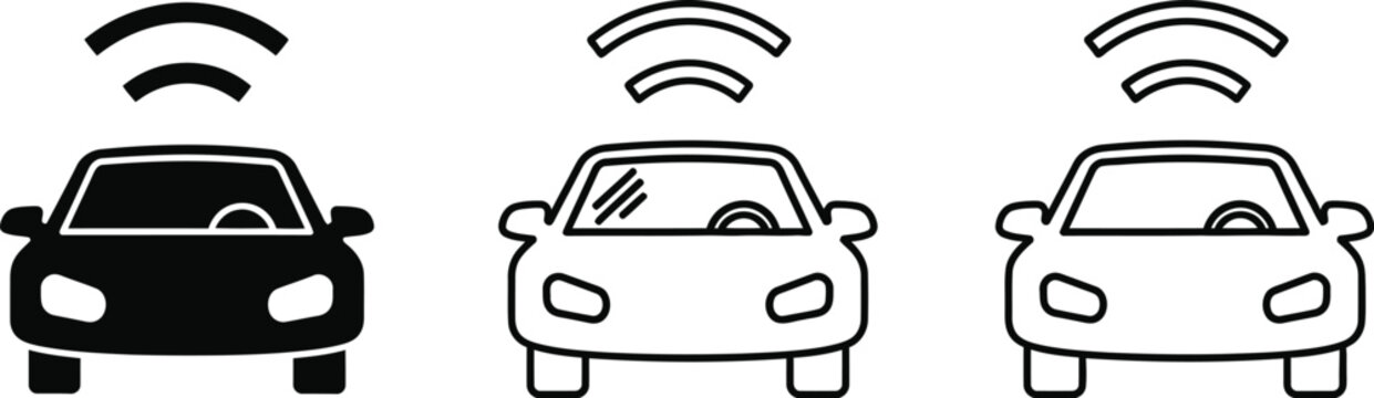 Connected car technology icons with wifi signal