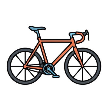 Red vintage bicycle with black seat and handlebars.