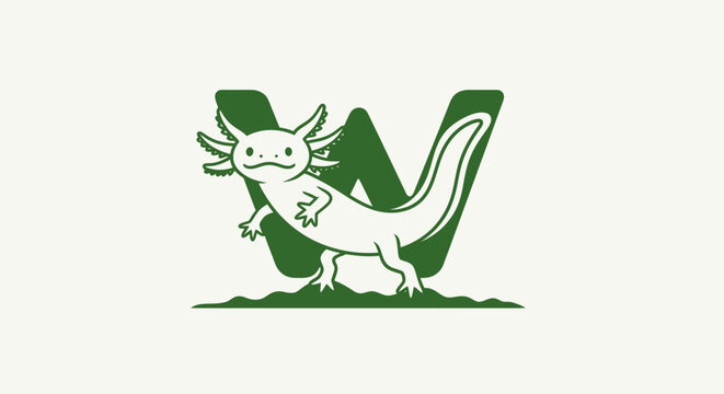 Green Aardvark Illustration with Curved Tail.