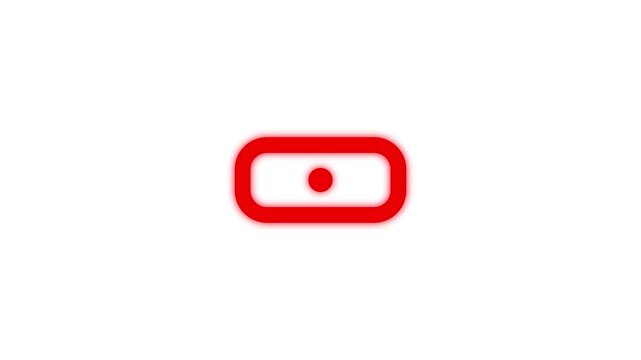 glowing Recording icon with flashing red dot, animation record interface symbol with video animation.