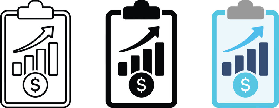 Financial Growth Report Clipboard Icon Vector Illustration