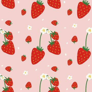 seamless pattern a bunch of strawberry background