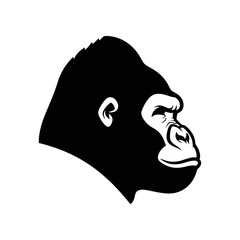 Black silhouette of a gorilla head. © putri
