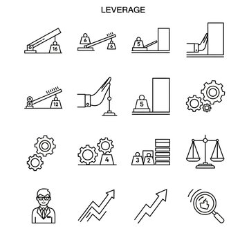 Business finance leverage icons set.