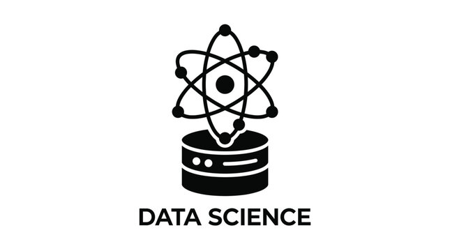 Modern Data Science Concept with Atom and Database Symbols Illustration.