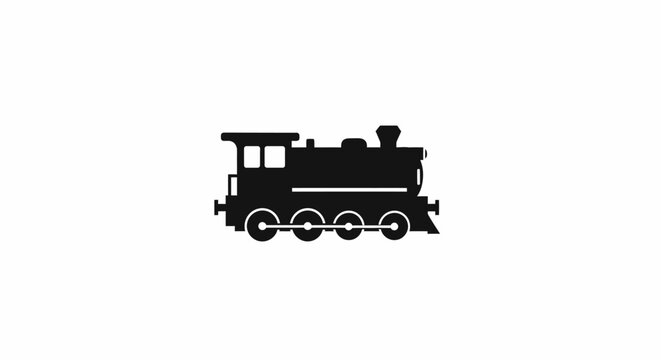 Black silhouette of old steam train.