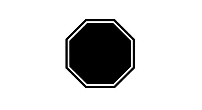 Black octagonal road sign symbol.