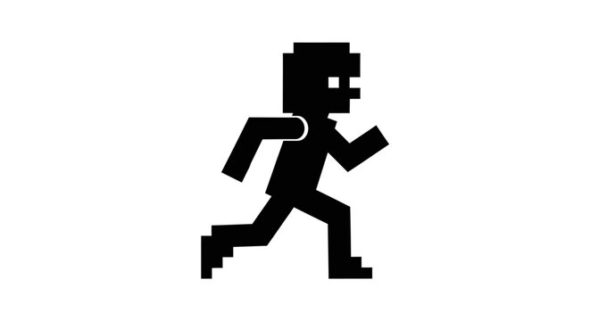 Pixel art of a running man.