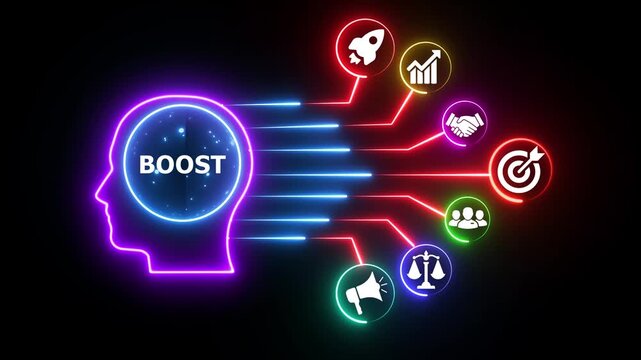 Boost concept shows ideas improve performance and growth.