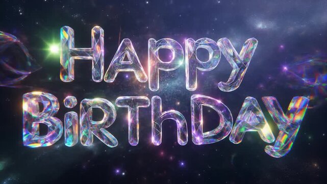 輝くクリスタルで立体的につくられたHappy Birthdayの3Dテキスト