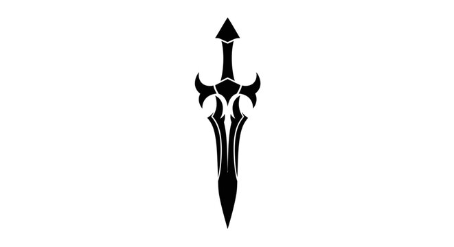 Black dagger with ornate design.