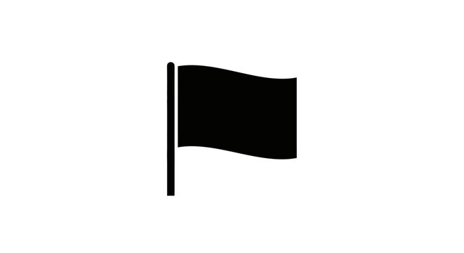 Black flag on a pole waving.