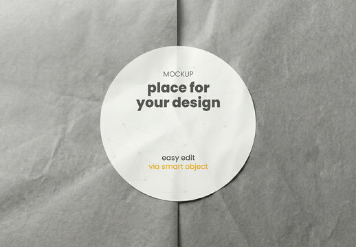 Circle Sticker Closing Paper Mockup