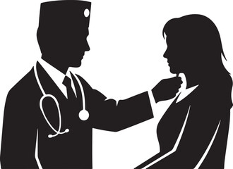 Fototapeta premium Doctor silhouette vector examining patient in medical clinic healthcare professional isolated on background eps.