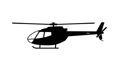Black helicopter silhouette flying machine. © via