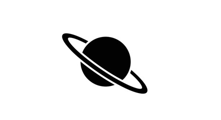 Black icon of planet Saturn. © via