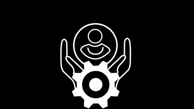  Manager, men at work, headhunter and other Human resources icon animation video for people, person, user, profile, employee, leadership, worker black background and 4k video