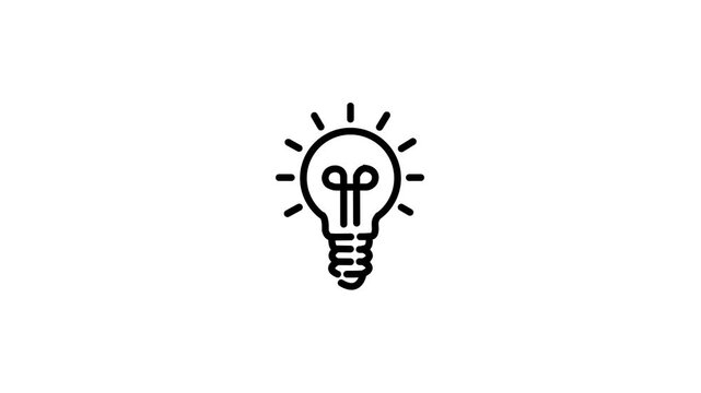 The light bulb icon Animation .Full of ideas and creative thinking, analytical thinking for processing .white  background 4k video